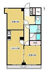 ロイヤル二ノ橋 2LDKの間取図画像