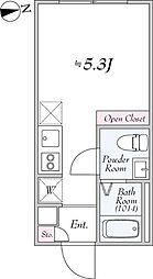 Grado OYAMA 1階ワンルームの間取り