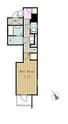 イーストガーデンリバーサイド町田 6階1Kの間取り