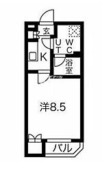 東急目黒線 西小山駅 徒歩3分の賃貸マンション 4階1Kの間取り