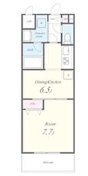 ネオコート早稲田 1階1DKの間取り