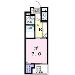 マーレーモンティーVI 4階1Kの間取り