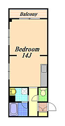 行徳倶楽部 6階ワンルームの間取り
