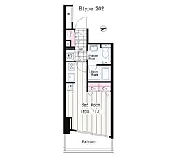 二葉アパートメント ワンルームの間取図画像