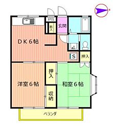 ファミーユK 2DKの間取図画像