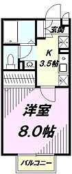 JR中央線 高尾駅 徒歩3分の賃貸アパート 2階1Kの間取り
