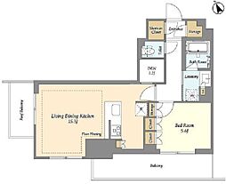 オアーゼ日暮里レジデンス 8階1LDKの間取り