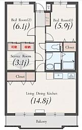 エクセラン湘南 2SLDKの間取図画像