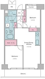 レジディア芝浦 2LDKの間取図画像