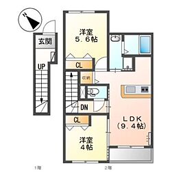 ハイツエリコーナ 2DKの間取図画像