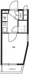 ルーブル南馬込 2階1Kの間取り