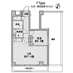 カスタリア千駄ヶ谷 1LDKの間取図画像