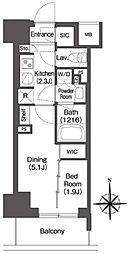 コンフォリア東新宿 7階1DKの間取り