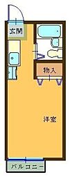 コーポ・エコー 2階ワンルームの間取り