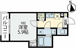 MELDIA稲毛 1階1Kの間取り
