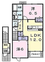 かのん1 2LDKの間取図画像