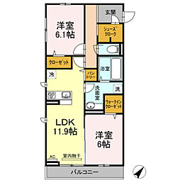 レグルスA 2LDKの間取図画像