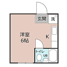 ハイツ仁連木 2階ワンルームの間取り