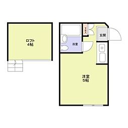 ダイヤモンドビル東日本橋第三 2階ワンルームの間取り
