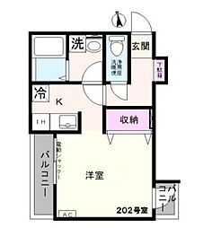 コンソラーレ長崎 2階1Kの間取り