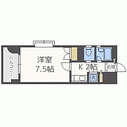 ロイヤルコンフォート白金 1Kの間取図画像