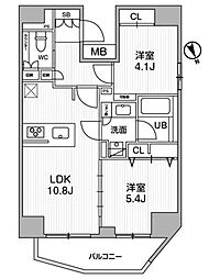 シーフォルム江戸川橋 6階2LDKの間取り