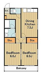 ドエルカトレア 2DKの間取図画像