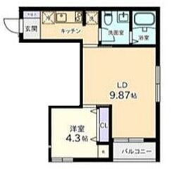 東京メトロ南北線 白金台駅 徒歩2分の賃貸アパート 2階1LDKの間取り