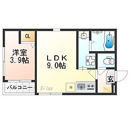 S＆L花園 1階1LDKの間取り