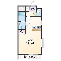 JR紀勢本線 紀三井寺駅 徒歩13分の賃貸マンション 4階ワンルームの間取り