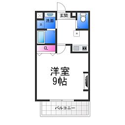 ジーイー・トワ 1Kの間取図画像