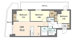 S-RESIDENCE北綾瀬awesome 6階3LDKの間取り