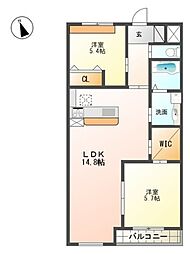 Aisance 1階2LDKの間取り
