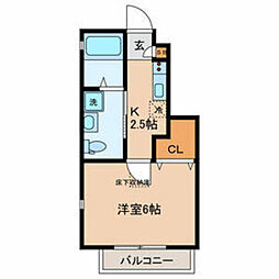 サンボヌールM・T2 1Kの間取図画像