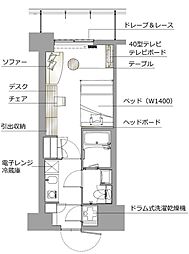 レックスガーデン神楽坂北町 4階1Kの間取り