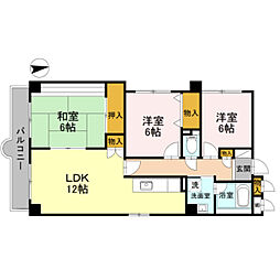 阪急神戸本線 園田駅 徒歩17分の賃貸マンション 4階3LDKの間取り