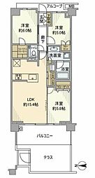 プラウド元住吉ガーデンズ 3LDKの間取図画像