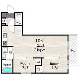 阪急千里線 豊津駅 徒歩10分の賃貸アパート 2階2LDKの間取り