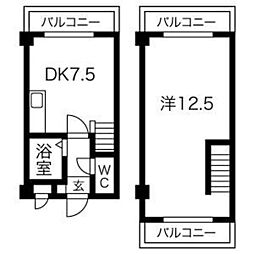 グローリー平尾 1DKの間取図画像