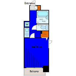 都営三田線 芝公園駅 徒歩4分の賃貸マンション 7階1Kの間取り