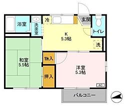 ヴィラセイワB棟 2Kの間取図画像