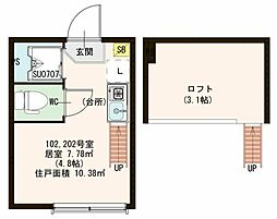 ハーモニーテラス上北沢 ワンルームの間取図画像