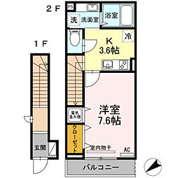 アミティエ本町 1Kの間取図画像