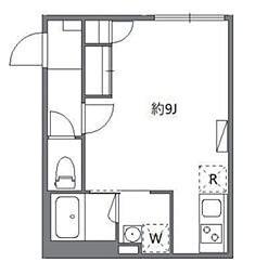 ソラシアレジデンス早稲田 1階ワンルームの間取り