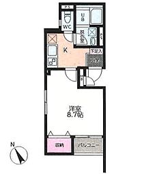 ルシェバル 1Kの間取図画像