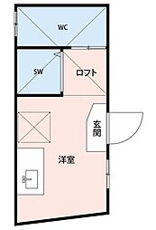 サークルハウス北千住 1階ワンルームの間取り