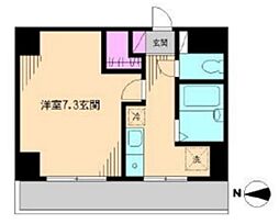 ビイルーム小金井 2階1Kの間取り