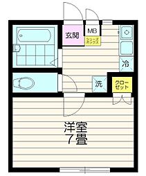 つくばコーポ 1 1階1Kの間取り