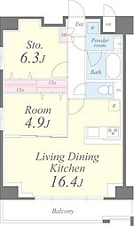 クレシェンテ月島 6階1SLDKの間取り