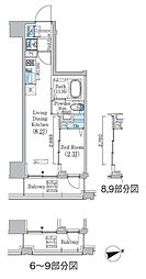 PrimeBliss東中野駅前 1LDKの間取図画像